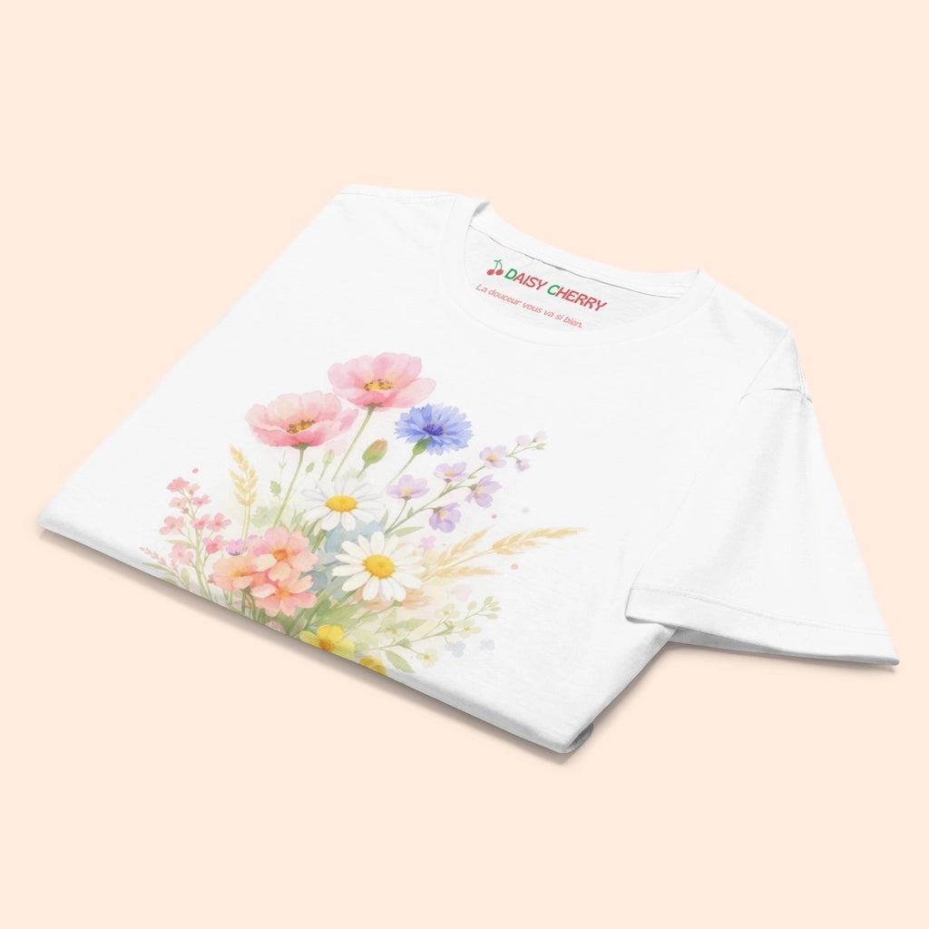 T-Shirt Blanc avec Fleurs