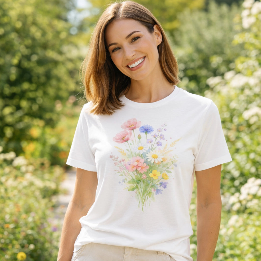 Tee-Shirt Blanc avec Fleurs