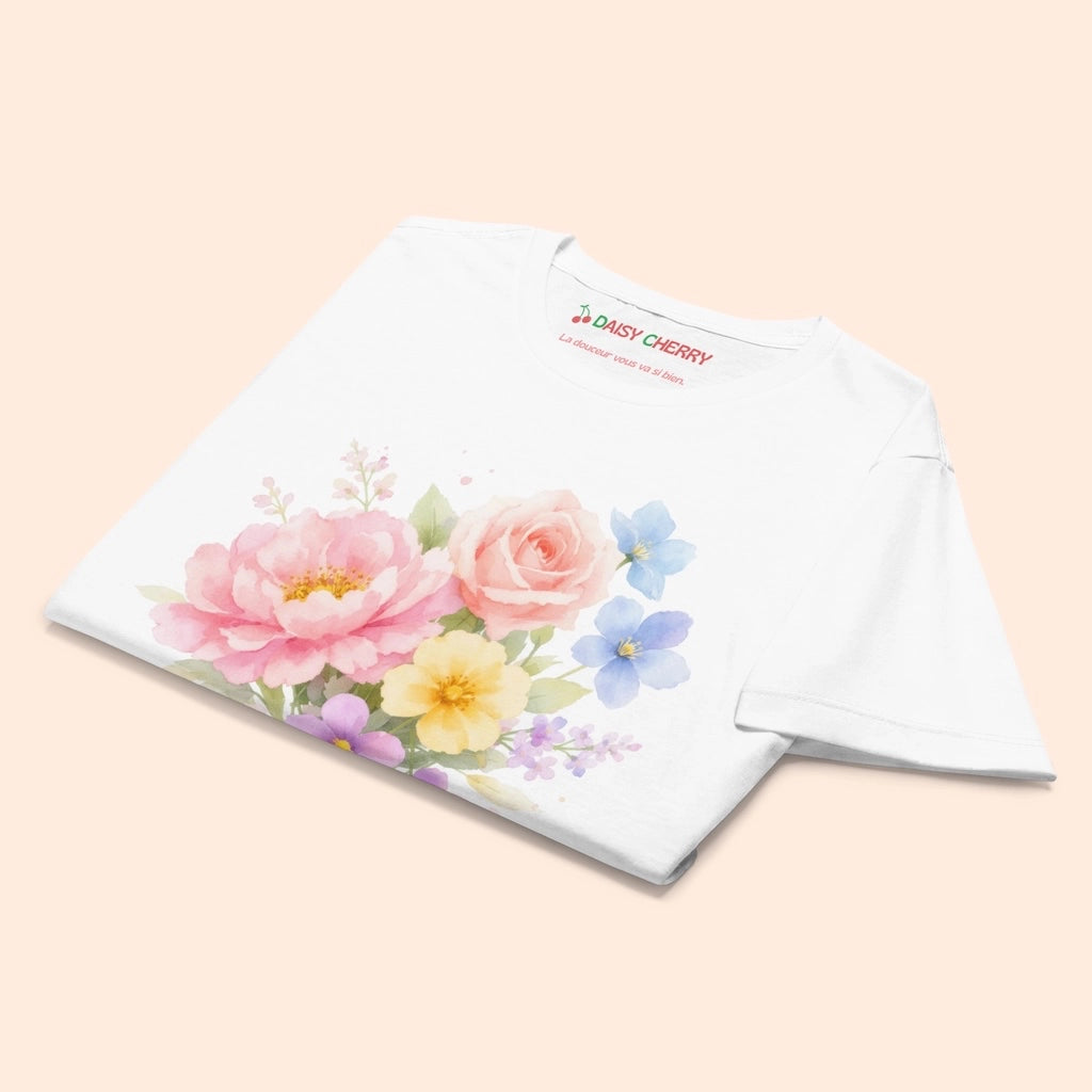 T-Shirt à Imprimé Fleur