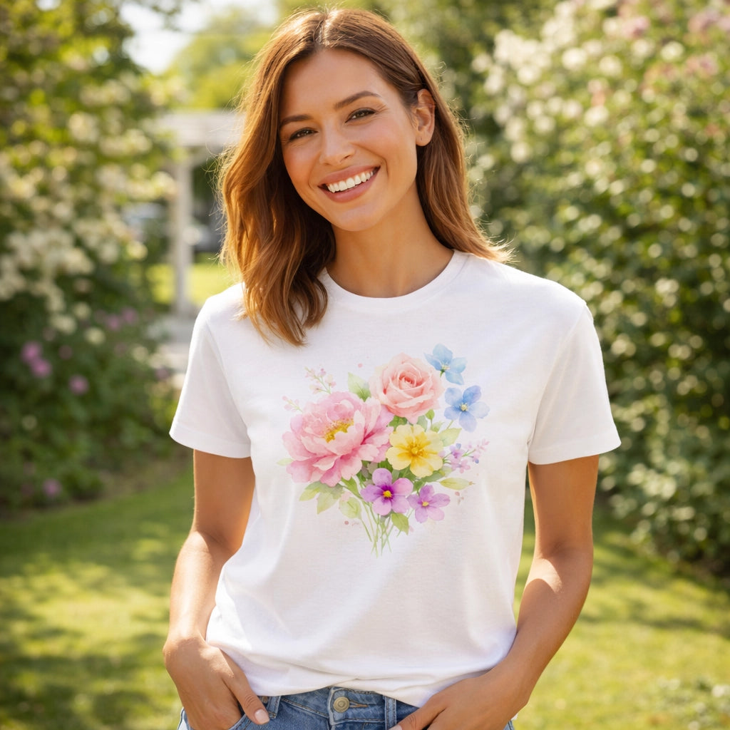 Tee-Shirt à Imprimé Fleur