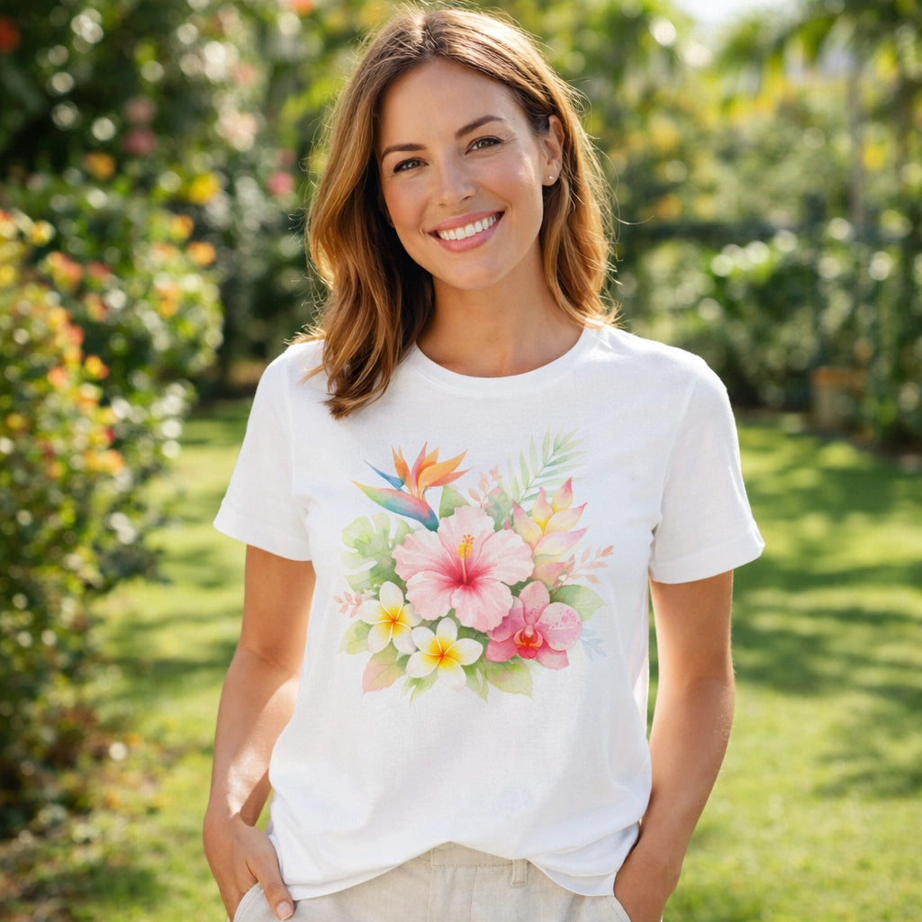 Tee-Shirt à Imprimé Fleuri