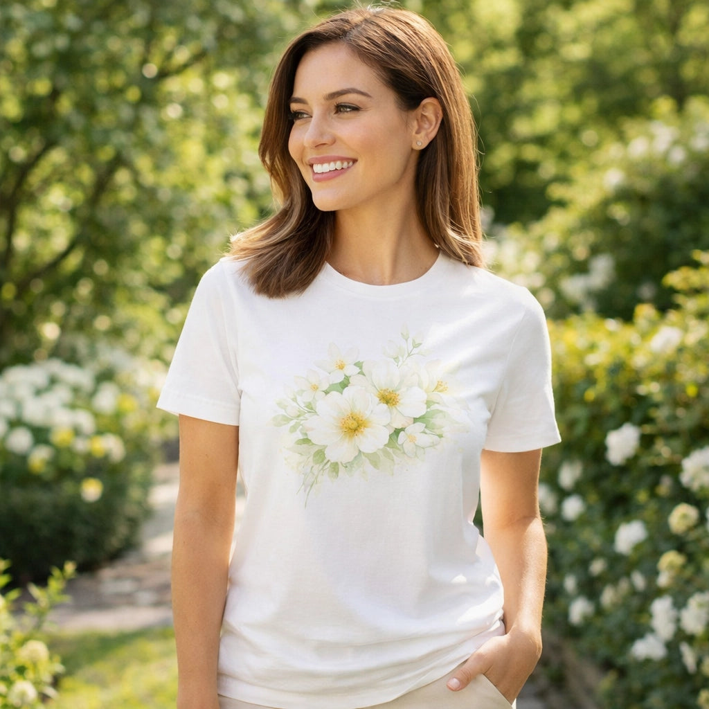 Tee-Shirt de Fleur Blanche